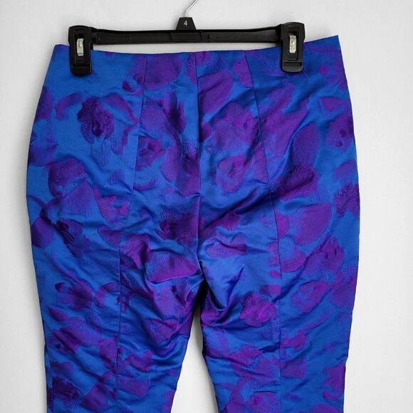 NWT Elie Tahari Melissa Ultraviolet Jacquard Straight Leg Cropped Pants - Picture 6 of 10